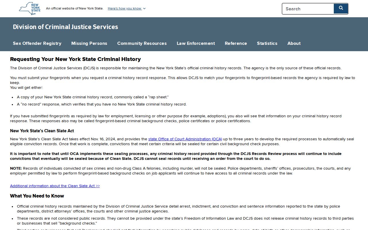 Rensselaer County arrest records DCJS Personal Record Review page