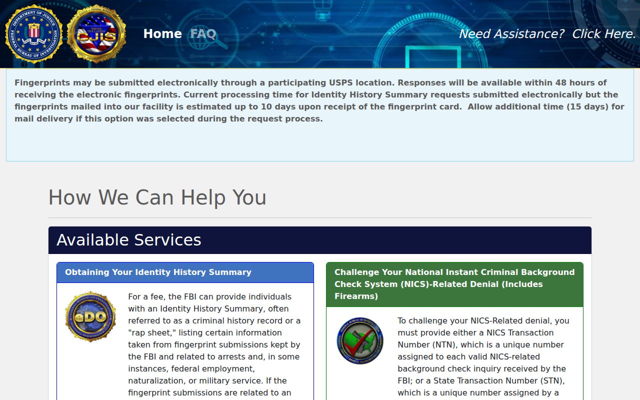 Rensselaer County arrest history FBI electronic identity review portal