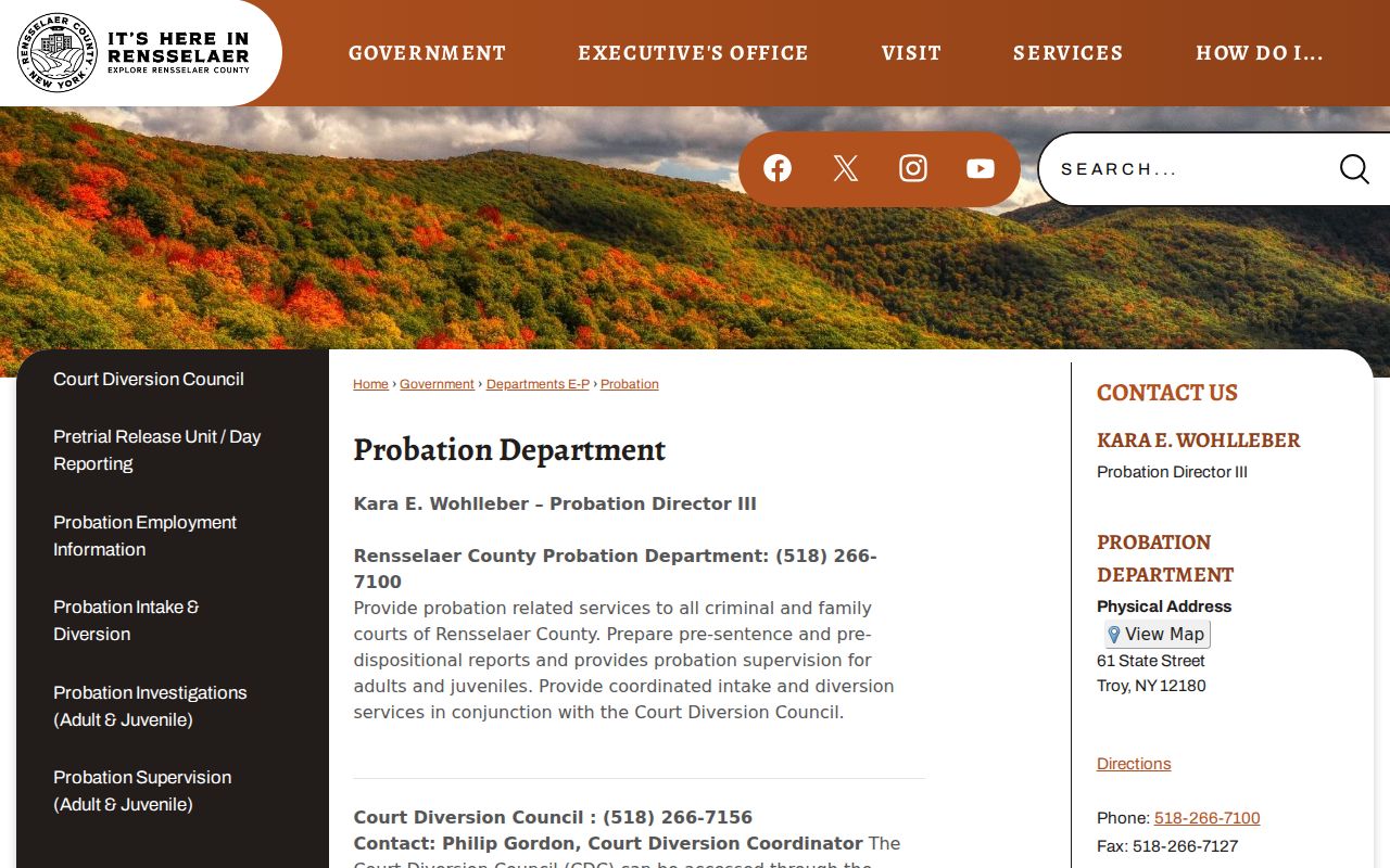 Rensselaer County criminal records probation and pretrial contacts