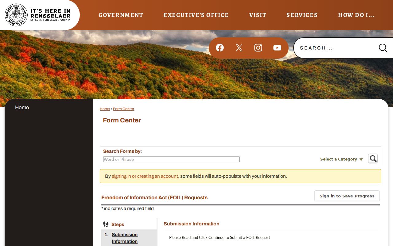 Rensselaer County criminal records FOIL request form