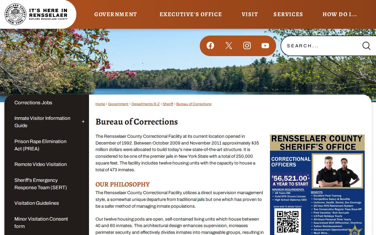 Rensselaer County criminal history correctional facility page