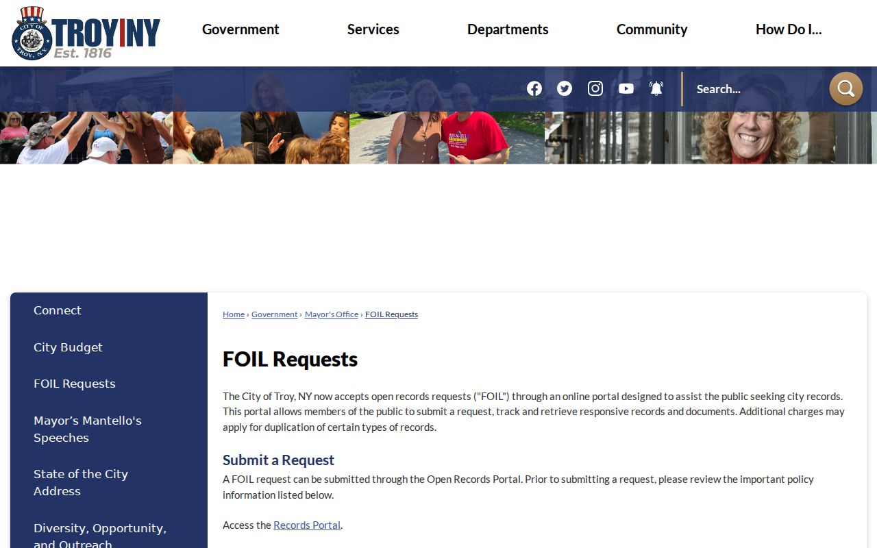 Troy criminal records FOIL fees and request rules